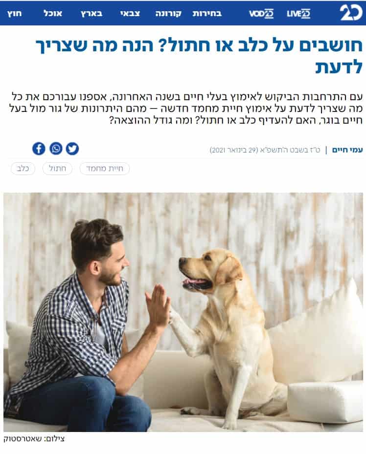 גדי עידן הבעלים של פט-בסט בערוץ 20 על אימוץ חיות מחד