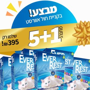 EVEREST חול מתגבש איכותי אנטי בקטריאלי לחתולים ללא ריח, 10 ליטר