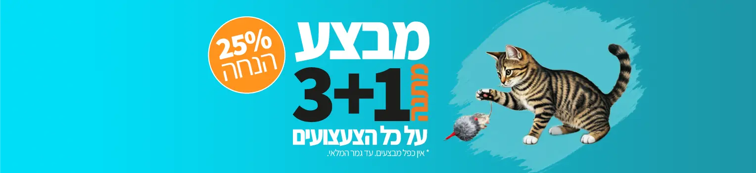 באנר מבצע 3+1 על צעצועים לחתולים